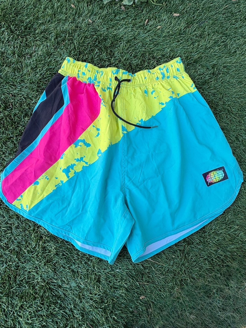 Slunks Turquoise & Neon Yellow Volleyball Shorts